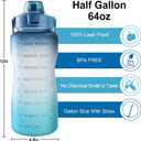 EYQ 64oz/128oz Leakproof Free Drinking Water Bottle with Motivational Time Marker BPA Free for Fitness, Gym and Outdoor Sports