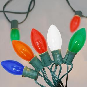 SUNSGNE C9 LED Christmas Lights Outdoor 25FT Multicolor String Lights with 27 0.6W LED Plastic Bulbs(2 Spare) for Patio Garden Roofline Backyard Dcor, Green Wire