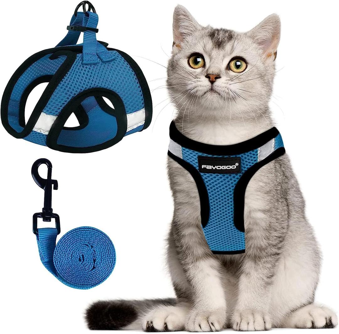 FAYOGOO Cat Harness, Cat Leash and Harness Set for Walking Escape Proof, Harness for Small Cats/Small Dogs, Large Kitten/Puppy Harness and Leash, Harness for Cats (Tranquil Teal, XX-Large)