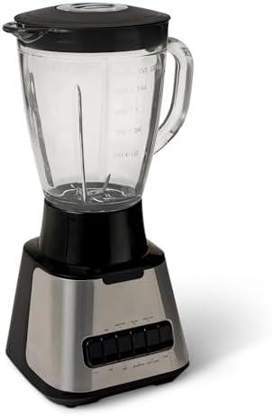 Amazon.com: Amazon Basics 6-Cup (50 Fl. Oz) Countertop Blender, with 6 Pre-Programmed Functions, Pulse, Ice Crush, Stainless Steel Blades, Glass Jar, Up to 700W, Black & Silver: Home & Kitchen