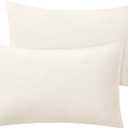 BEDELITE Flannel King Size Pillow Cases Set of 2, Super Soft Fleece Pillowcases with Zipper for Bedroom, Sofa, Couch,Luxury Cozy Fuzzy Velvet Pillow Shams for All Seasons(20x36 Inches,Off White)