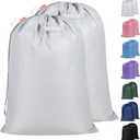 Polecasa Extra Heavy Duty Large Laundry Bag with Sturdy Handles and Drawstring Closure, 2 Pack 28 x 36 inches Durable Storage Bags for Basket, Hamper, College, Dorm, Travel, Silver