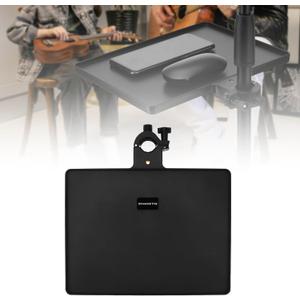 RTNLIT Microphone Music Stand Tray, Adjustable Clamp On Rack Tray Holder with 6.6 Pound Weight Capacity, Universal Mic Stand Tray for Music Sheet, Singing, Stage, Audio Recording (8.7" x 6.5")