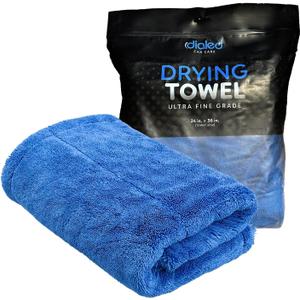 Dialed Drying Towel 1600 GSM, Premium 70/30 Blend Microfiber for Drying Cars, Trucks, SUVs. Professional Grade, Safe for Detailing + Lint Free. 24"" x 36"", Marina Blue, X-Large
