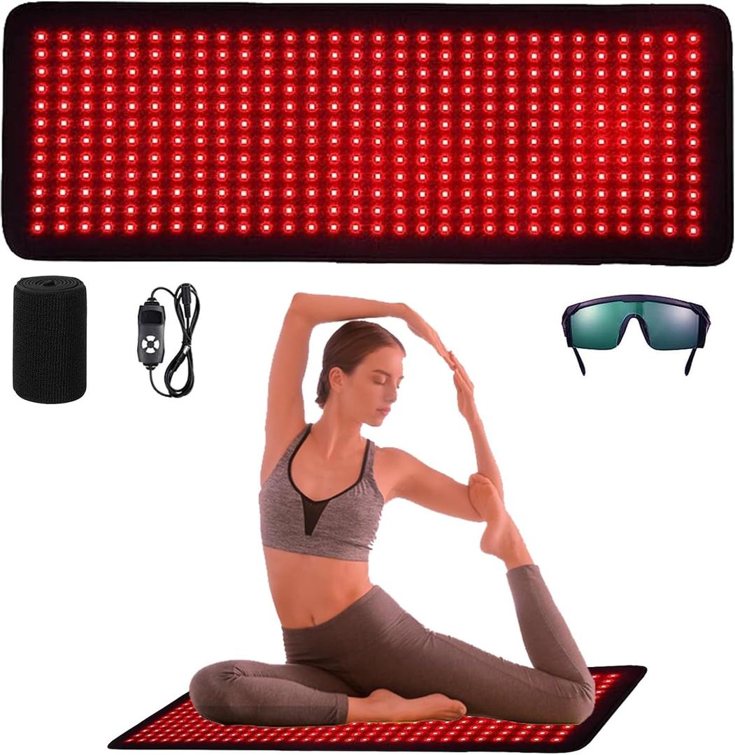 iTHERAU Red Light Therapy Pad for Full Body, 31" x 11", Dual Chip 360 LEDs 660nm & 850nm Infrared Light Therapy Belt for Back Waist Shoulder Knee Joint Pain Relief, Gift for Women Men, Black Edge
