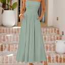 ZESICA Women's Summer Sleeveless Midi Dress 2026 Strapless Ruched A Line Flowy Wedding Guest Party Beach Long Dresses (M)
