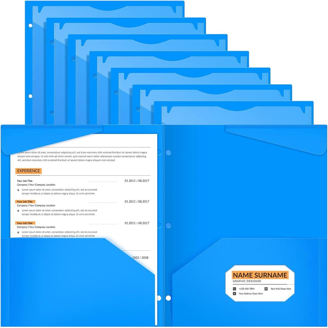 Henoyso 24 Pack Plastic Folders with Clear Front Pocket Back to School Heavy Duty File Folders with 2 Pockets and Card Slot for Student School to Home Supply, Office, Teachers (Blue)