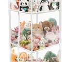 3-Tier Plush Toy Storage Organizer with Zippered PVC Dustproof Cover, Large Capacity Stuffed Animal Holder for Kids Room Nursery Bedroom