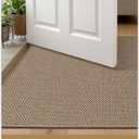 Color&Geometry Ultra-Thin Indoor Door Mat, 32"x48" Low-Profile Non-Slip Entryway Rug with Modern Geometric Texture, Washable Doormat for Indoor Entrance, Heather Dark Beige(Rolled-up NO Creases)