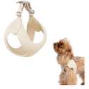 Ultra Comfortable Dog Harness Adjustable Soft Dog Vest, Alloy Buckle Closure Lightweight Stretchy Puppy Harness Step in for Small Sized Dogs Walking Training (Linen, M)