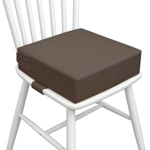 Toddler Booster Seat for Dining Table PU Washable Cushion with Double Safe Straps, Non-Slip Bottom, Portable Travel Booster Seat for Toddlers (Dark Brown)