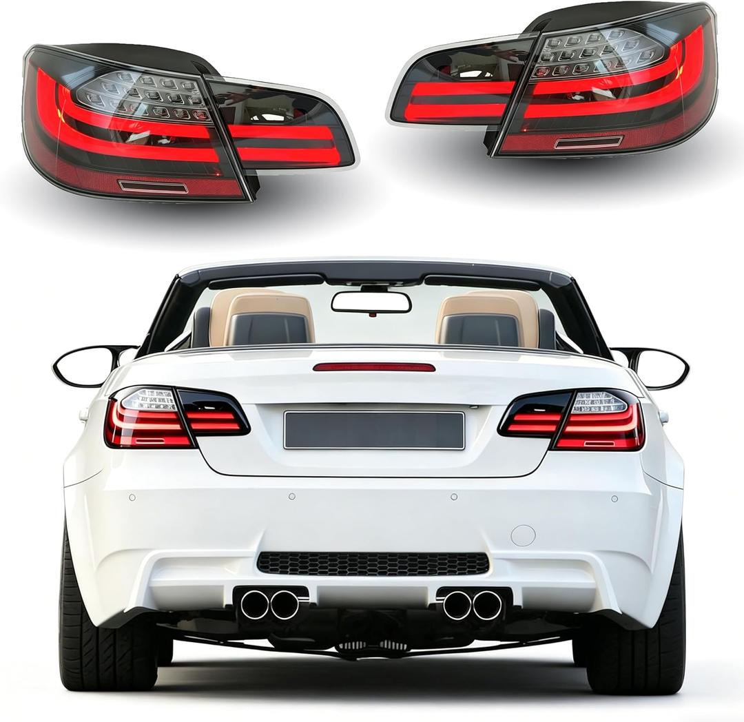LED Tail Lights Tuning Fit for BMW 3-Series E93 Convertible 2007 2008 2009 2010 2011 2012 2013 Rear Lamp Assembly (Smoked Lens)