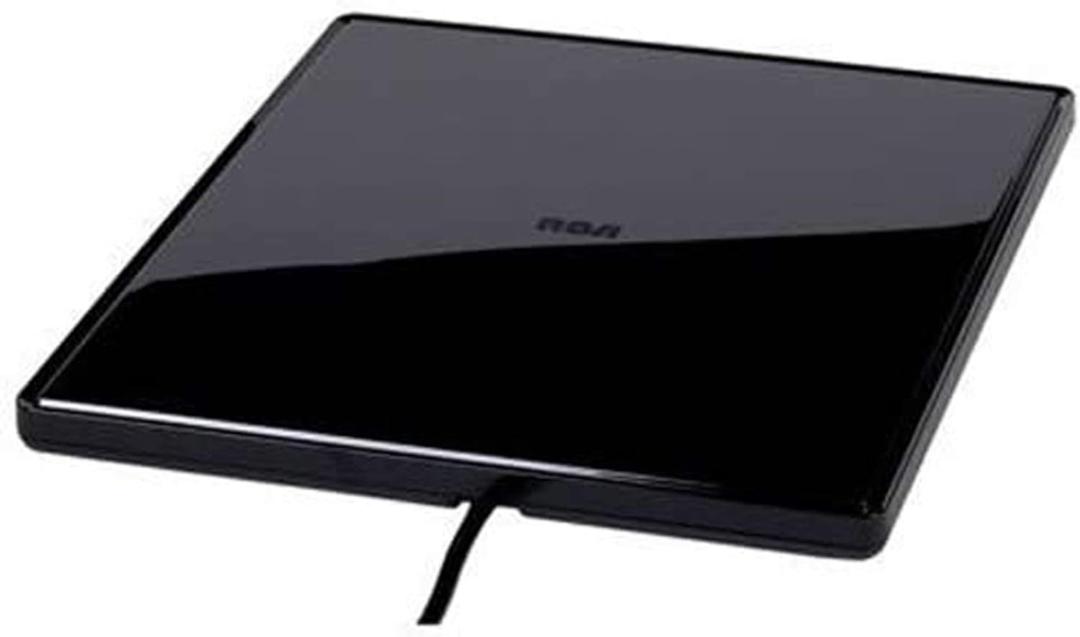 RCA Amplified Indoor Flat HDTV Antenna  Multi-Directional VHF and UHF Reception, 4K/8K, 1080P, 40 Mile Range  ANT1360E
