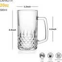 Beer Mug Set of 2, 20oz Crystal Beer Glasses with Handle, Glass Beer Mugs for Freezer, Gifts for Men