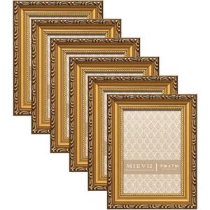 5x7 Picture Frame Gold Bulk - 6PCS Vintage Picture Frames And Tabletop Display, Ornate Photo Frame for Poster, 5x7 Gold Frames of 6