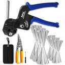 Stainless Steel Cable Tie Gun, 300PCS 304 Metal Zip Ties Heavy Duty Outdoor, 200LBS Tensile Strength & UV Resistant for Vehicles Exhaust Wrap Wire Fence Chicken Coop
