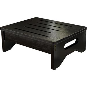 Wooden Step Stool for Adults & Kids, Non-Slip Rubber Feet, 6.5 Inch High, Lightweight Small Step, 400 Lbs Capacity, Bed Step Stool for High Bed, Bathroom & Kitchen (Black)