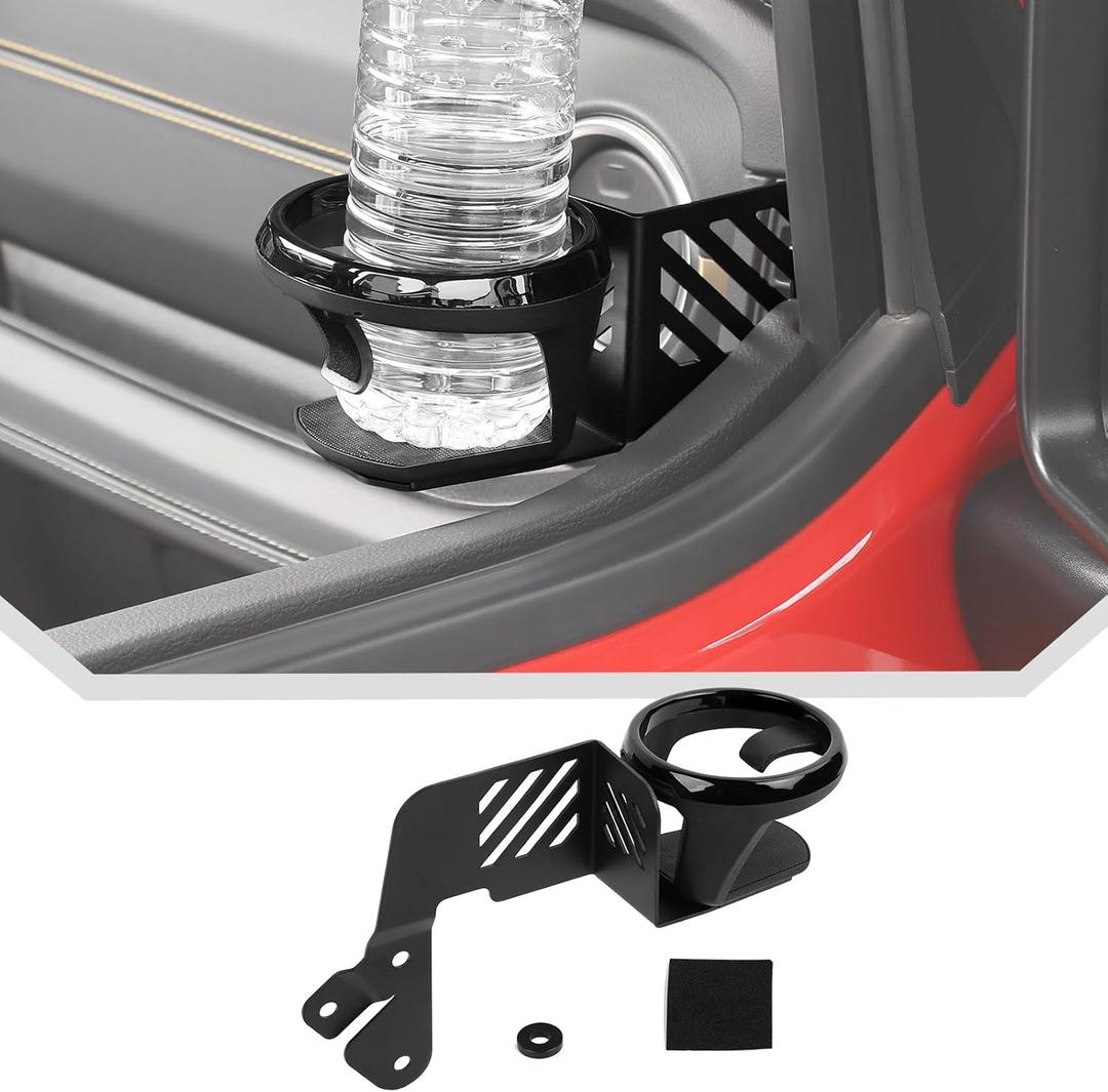 JeCar Front Door Cup Holder Fit for 2018-2024 2025 Up Jeep Wrangler JL JLU Gladiator JT (Passenger Side)