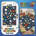 Sport Rug for Kids, Basketball Football Soccer Rug 4.5x6 ft, Sports Rugs for Boys Bedroom, Soft Play Floor Carpet