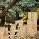 Halloween Witch Theme Set 3 Hay Bales Paper Boxes 1 Witch Hat with 1 Plastic Witches Brooms for Witches Party Photo Booth Props Halloween Trunk Decoration