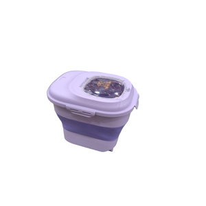 20-23 Lbs Dog Food Storage Container - Collapsible Dog Food Container with Wheels Airtight Lids, Scoop and Silicone Bowl, Pet Food Storage Dry Food For Dog, Cats and Other Pet (Purple)