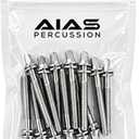 AIAS 3 1/2 Inch (89mm) Chrome Plated Drum Tension Rods 12 Pack with Washers | Replacement Tuning Screws for Snare and Tom Drums