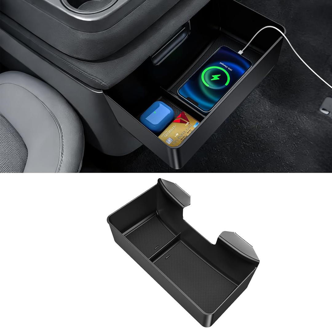 YPHUIKI Center Console Organizer for 2019-2026 Chevy Silverado/GMC Sierra 1500 & 2020-2026 Silverado/Sierra 2500HD 3500HD Interior Accessories Hanging Storage Box Tray (Split-Bench Folding Seat Only)