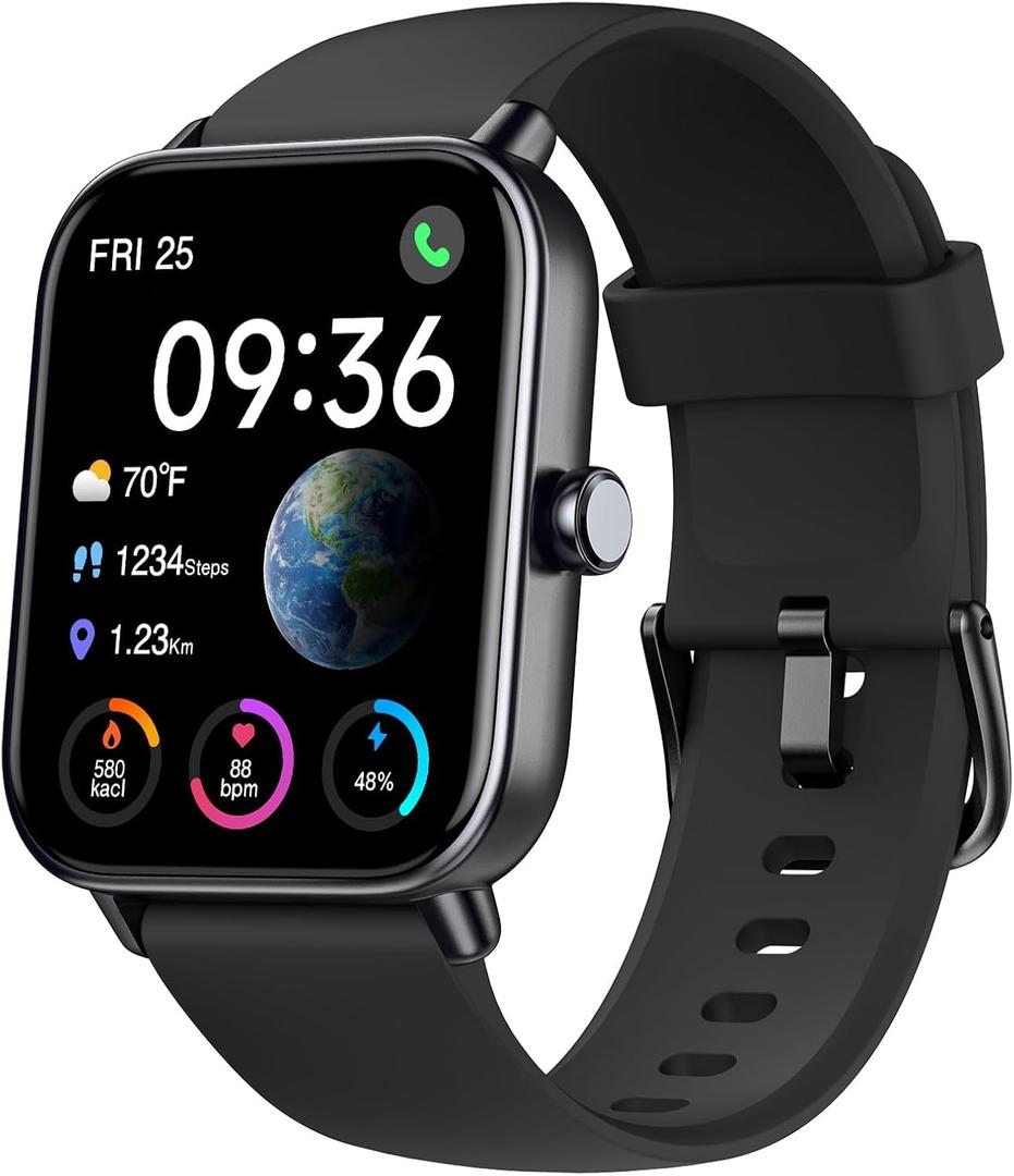 ENOMIR Smart Watch for Men Women, Alexa Built-in Fitness Tracker with Call Function&1.8" HD Touchscreen, 5ATM Waterproof Heart Rate/Sleep/SpO2 Monitor, 100+ Sport Modes, iOS Android Compatible, Black