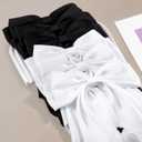 6Pcs Large Bows Hair Clips for Women Girls Long Tail Hair Ribbon Silky Satin Barrettes Coquette Hair Bows Accessories (Black/White)