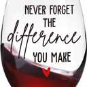 Thank You Gifts for Women,Teacher,Nurse,Coworker,Employee,Manager,Never Forget The Difference That You Make Stemless Wine Glass,Retirement,Goodbye,Farewell Gift,Birthday,Christmas Gifts -76