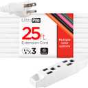 UltraPro 25 Ft Indoor Extension Cord 3 Outlet Extension Cords Outlet Power Strip Short Extension Cord with Multiple Outlets Grounded Heavy Duty Extension Cord 16 Gauge UL Listed White 50806