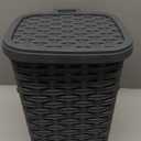 Superio Mini Trash Can with Foot Pedal Small Outdoor Garbage Can with Lid, 1.5 Gallon Plastic Waste Basket for Bathroom, Bedroom, Kitchen, Office, Patio (Wicker Grey 6 QT.) (Gray)