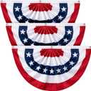 3x6 FT American Bunting Flags Outdoor, 4th of July Pleated Large Fan Flags, USA Patriotic Banner Decorations for 250th Anniversary, Outside Porch, Fence, Yard Garden, Red White and Blue Decor (3)