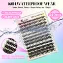 Lash Clusters Kit, DIY Cluster Eyelash Extensions 916mm, 30D+40D+50D, 240pcs, D Curl Natural Volume Lashes with Lash Bond and Seal,TweezersWaterproof Fake Cat Eye Wispy Individual Clusters(MIX3-1-S)