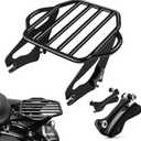 PBYMT Detachable Two-Up Luggage Rack with 4 Point Docking Hardware Kit Motorcycle Mounting Rack Compatible with Harley Touring Road King Street Electra Glide 2014-Later Gloss Black