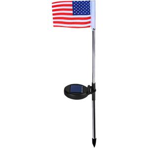 1Pc Solar Powered US Flag Garden Stake Light LED Solar Garden Light for Outdoor Patio Lawn and Backyard Decor for Patriotic Celebrations