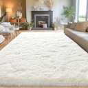 Area Rugs for Living Room 6x9, Ultra Soft Fluffy Rug for Bedroom, Modern Shaggy Carpets Fuzzy Rug for Girls Boys Room Home Indoor Nursery Teens Dorm Decor, Upgrade Non-Slip Durable, Cream White