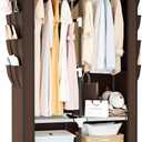 Portable Closet for Hanging Clothes, Portable Wardrobe Closet with Cover, 4 Storage Shelves, 2 Hanging Rods and 8 Side Pockets Easy Assembly and Sturdy Free Standing Closet for Bedroom Brown