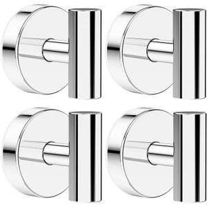 Bntuk Suction Cup Hooks, Shower Hooks for Inside Shower Removable Towel Hooks for Bathroom Window Glass Mirror Tile, Bath Robe Looafh Hook for Hanging Waterproof & Rustproof, Chrome (4 Pack)