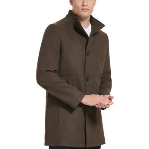 Kenneth Cole Men's Double Breasted Bib Peacoat (X-Large, Med Brown)