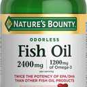 Nature's Bounty Odorless Fish Oil, 1200mg Omega-3 per Serving Including EPA & DHA, Supports Heart Health, Purified to Eliminate Mercury, Coated Softgels, Gluten Free, No Shellfish, 90 Ct (EXP 01/01/29)