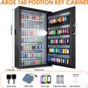 144 Position Key Lock Box Wall Mount with Combination Lock, Anti-theft Heavy Duty Key Safe with Adjustable Racks, Numbered Hooks and Colorful Key Tags, Key Box Organizer for Home Car Schools Office