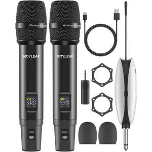 Wireless Microphone, UHF Metal Rechargeable Wireless Microphone, Rechargeable Receiver, 1/4 "Output with 1/8" Output, Suitable for Karaoke Singing, Speeches, Churches,Meetings, Weddings, 240 Ft.