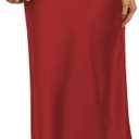 VividMosaic 2025 Satin High Waisted Maxi Skirt Silk A-Line Spring Summer Casual Long Skirts for Women (Red), XL