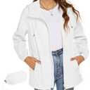 Avoogue Womens Waterproof Raincoat Lightweight Breathable Rain Jacket Hooded Rain Coat Outdoor Active Windbreaker with Pocket Large