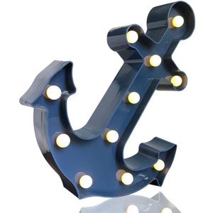 Led Anchor Marquee Light Battery Operated Anchor Shaped Night Lamp for Home Wedding Party Decoration Nautical Led Decor Blue