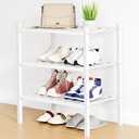 Smiry Shoe Rack, 3 Tier Small Bamboo Shoe Organizer, Stackable Free Standing Wooden Shoe Storage Shelf for Closet, Entryway, Front Door Entrance, White