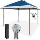OUTDOOR LIVING SUNTIME 13x13 Instant Easy Pop Up Canopy,Portable Commercial Gazebo Camping Gazebo Tent Shelter with Wheeled Roller Carry Bag, Bonus Weight Sandbags, Stakes, Ropes - Navy