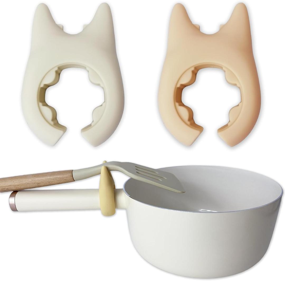 Spoon Rest for Cooking - 2pcs Wok Spatula Holder Silicone Adjustable Kitchen Utensil Rest for Pot Boil Over Spill Stopper Kitchen Gift Gadgets