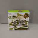 Dinosaur Toys,Create A Dinosaur World Road Race,Flexible Track Playset and 2 pcs Cool Dinosaur car for 3 4 5 6 Year & Up Old boy Girls Best Gift (Green)